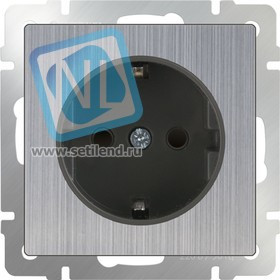 WL02-SKGS-01-IP44 / Розетка с заземлением и шторками (глянцевый никель)