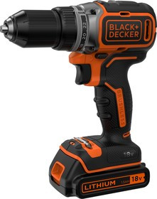 Дрель-шуруповерт аккумуляторная BLACK & DECKER BL186KB-QW 18В 2х1,5Ач Li-ION 52Нм безщеточная
