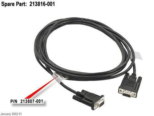 Кабель HP 213816-001 Serial cable (Black) - Has two 9-pin D-sub (F) connectors - 3.7m 12ft) long-213816-001(NEW)