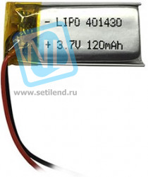 LP401430-PCM, Аккумулятор литий-полимерный (Li-Pol) 120мАч 3.7В, с защитой, PoliCell