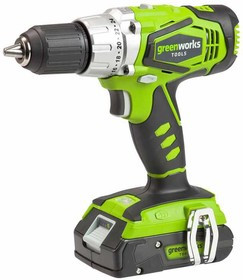 Дрель-шуруповерт аккумуляторная GREENWORKS G24DDK2 (3701507UA) 24V 1хАКБ 2 А.ч и ЗУ в кейсе