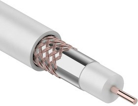 01-2206, Кабель RG-6U+Cu (75 Ом), Cu/Al/Cu 48 % (бухта 100 м) белый