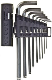 2745-4-1_z01, Набор ЗУБР Ключи "ЭКСПЕРТ" имбусовые длинные с шариком, Cr-Mo, сатинир. покр., держатель-рукоятка, T