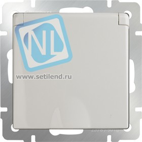 WL03-SKGSC-01-IP44-ivory / Розетка влагозащ. с зазем. с защит. крышкой и шторками (слоновая кость)