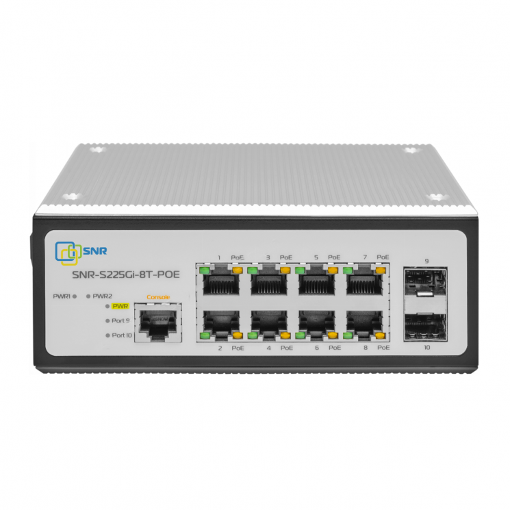 Управляемый промышленный POE коммутатор уровня 2 SNR-S225Gi-8T-POE