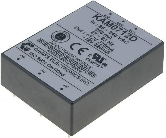 KAM0715D, AC/DC преобразователь, 15В,0.25А;-15В, -0.25А,7.5Вт