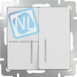 WL01-SW-2G-LED / Выключатель двухклавишный с подсветкой (белый)