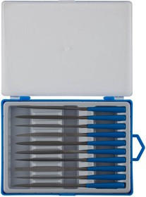 16021-2-H10, Набор ЗУБР "ЭКСПЕРТ" Надфили, пластмассовая ручка, насечка 2=бархатная, 100мм, 10шт