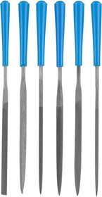 16022-2-H6, Набор ЗУБР "ЭКСПЕРТ": Надфили, пластмассовая ручка, насечка 2 = Бархатная, с чехлом, 100мм, 6шт