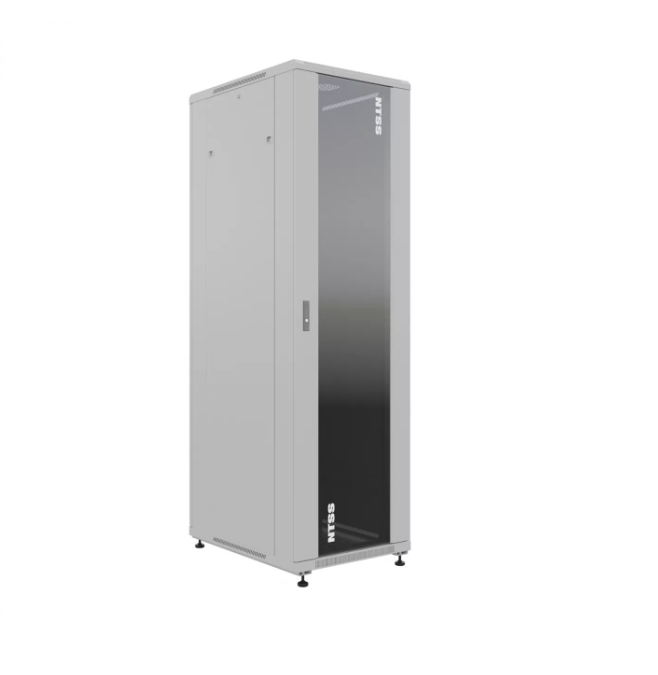 19" Напольный серверный шкаф NTSS ПРЕМИУМ 42U 800x1000 мм, передняя дверь стекло, задняя глухая металл, боковые стенки, регулируемые опоры, RAL 7035