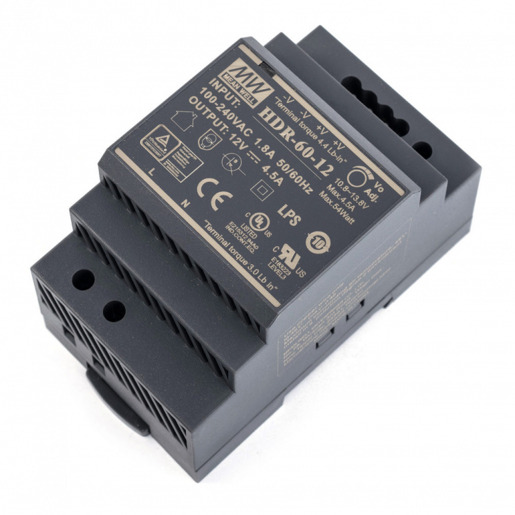 HDR-60-12 Блок питания на DIN-рейку, 12В, 4,5А, 54Вт Mean Well