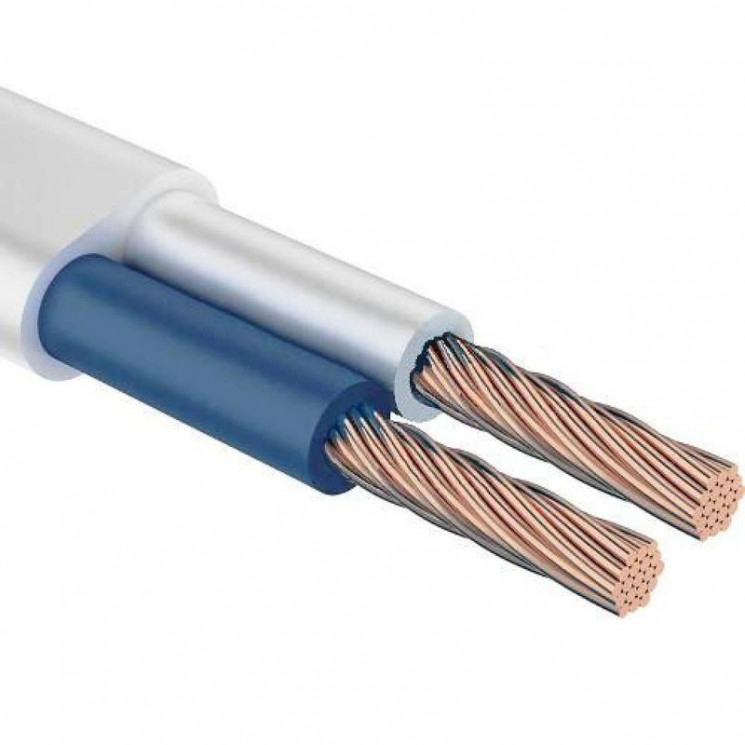 01-8086-6, Провод ШВВП 2х0,75 мм² 200 м белый ГОСТ