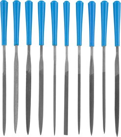 16023-2-H10, Набор ЗУБР "ЭКСПЕРТ": Надфили, пластмассовая ручка, насечка 2 = Бархатная, с чехлом, 100мм, 10шт