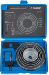 29553-H7_z01, Набор: Коронки по дереву 64-127мм, державка с опорным основанием, ключ имбусовый 2,5мм, 7 предметов,