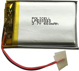LP603040-PCM, Аккумулятор литий-полимерный (Li-Pol) 650мАч 3.7В, с защитой, PoliCell