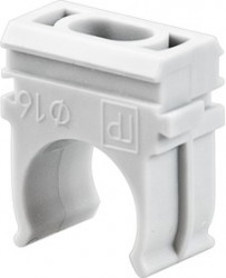 28-0116, Крепёж-клипса для труб ø16 мм, серая (100 шт/уп)