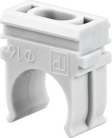 28-0116, Крепёж-клипса для труб ø16 мм, серая (100 шт/уп)