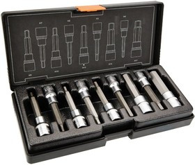 08-706, Головки сменные с шестигранными насадками 100 мм, набор 9 шт.