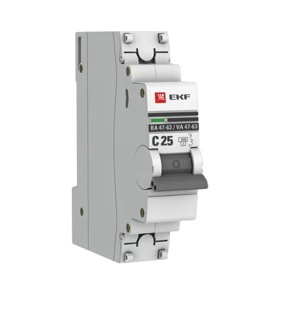 Выключатель автоматический однополюсный 25А С ВА47-63 4.5кА PROxima