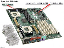 Материнская плата HP 216109-001 Motherboard (system I/O board), 2-way,with two heat sinks - Does not include processors-216109-001(NEW)