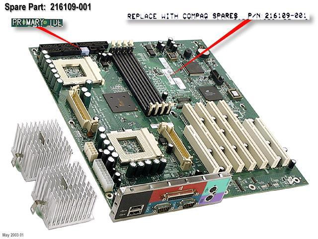 Материнская плата HP 216109-001 Motherboard (system I/O board), 2-way,with two heat sinks - Does not include processors-216109-001(NEW)
