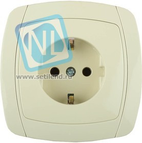 SV-54205-B, Розетка СВЕТОЗАР "CITY LIGHT" одинарная в сборе, с заземлением, цвет бежевый, 16А/~250В