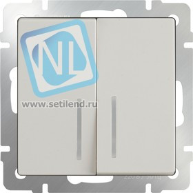 WL03-SW-2G-2W-LED-ivory /Выключатель двухклавишный проходной c с подсветкой (слоновая кость)