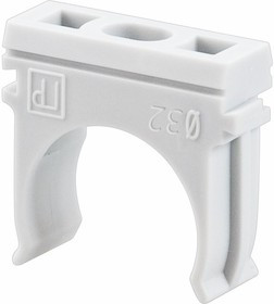 28-0132, Крепёж-клипса для труб ø32 мм, серая (25 шт/уп)