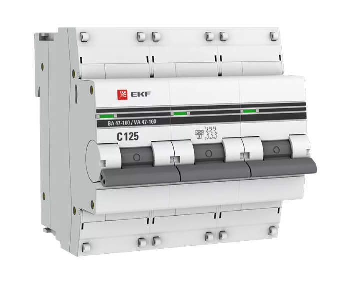 Выключатель автоматический трехполюсный 125А C ВА47-100 10кА PROxima