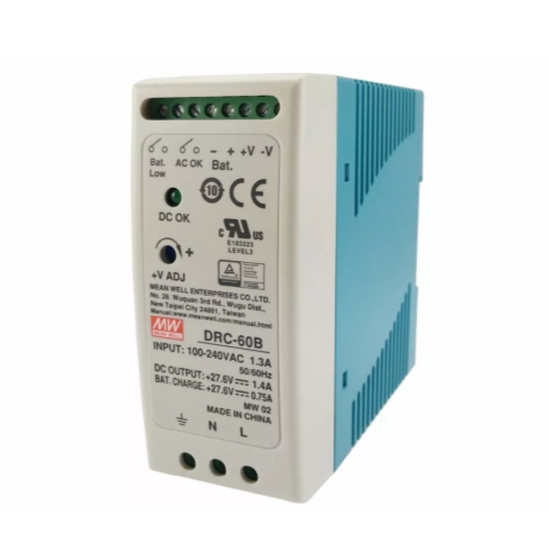 DRC-60B Блок питания c функцией ИБП на DIN-рейку Вых: 27,6B/1,4А; АКБ: 27,6В/0.75А; 60Вт, Mean Well
