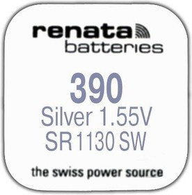 R 390 (SR 1130 SW, 1.55V, 80mAh, 11.6x3.1mm)(батарейка для часов)