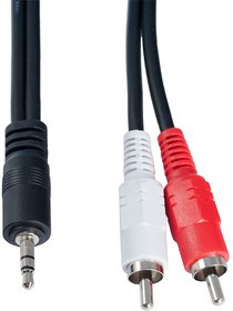 PL1061, Кабель Jack 3.5" mm вилка - 2xRCA вилка, стерео-аудио, 5 м
