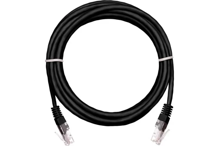 Коммутационный шнур NETLAN U/UTP 4 пары,Кат.5е (Класс D),100МГц, 2хRJ45/8P8C, T568B, заливной, BC (чистая медь), PVC нг(B),черный, 10м, уп 5шт