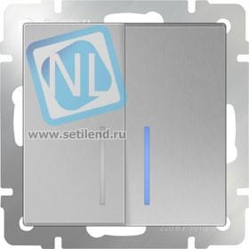 WL06-SW-2G- LED/Выключатель двухклавишный с подсветкой (серебряный)