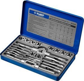 28110-H24, Набор метчиков и плашек ЗУБР "ПРОФЕССИОНАЛ", сталь Р6М5, 24 предмета