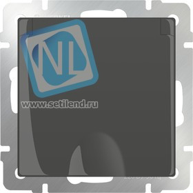 WL07-SKGSC-01-IP44 /Розетка влагозащ. с зазем. с защит. крышкой и шторками (серо-коричневый)