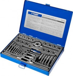 28110-H35, Набор метчиков и плашек ЗУБР "ПРОФЕССИОНАЛ", сталь Р6М5, 35 предметов