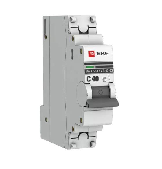 Выключатель автоматический однополюсный 40А С ВА47-63 4.5кА PROxima