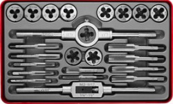 28116-H24_z01, Набор метчиков и плашек ЗУБР "МАСТЕР", сталь 9ХС, 24 предмета