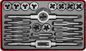 28116-H24_z01, Набор метчиков и плашек ЗУБР "МАСТЕР", сталь 9ХС, 24 предмета