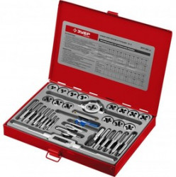 28117-H35_z01, Набор метчиков и плашек ЗУБР "МАСТЕР", сталь 9ХС, 35 предметов