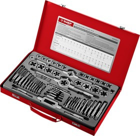 28118-H65_z01, Набор метчиков и плашек ЗУБР "МАСТЕР", сталь 9ХС, 65 предметов