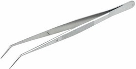 12-0355, Пинцет изогнутый, узкий, фиксатор, рифленый 155 мм ПРОФИ