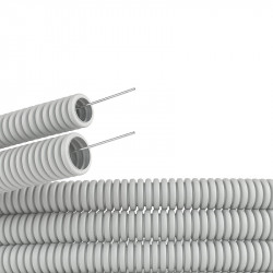 Труба гофрированная ПВХ тяжелая d32мм с протяжкой сер. (уп.25м) Ruvinil 13211